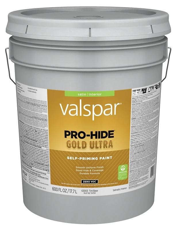 Pro-hide Gold Ultra Zero Voc Satin Interior Wall Paint, Tint Base, 5 Gallon