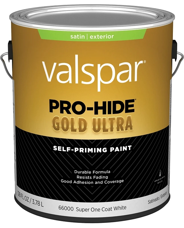 Latex Satin Exterior House Paint, Super One-coat White, 1 Gallon
