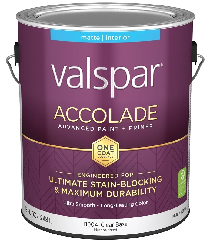 Accolade Super Premium 100% Acrylic Paint & Primer Matte Interior Wall Paint, Clear Base, 1 Gallon