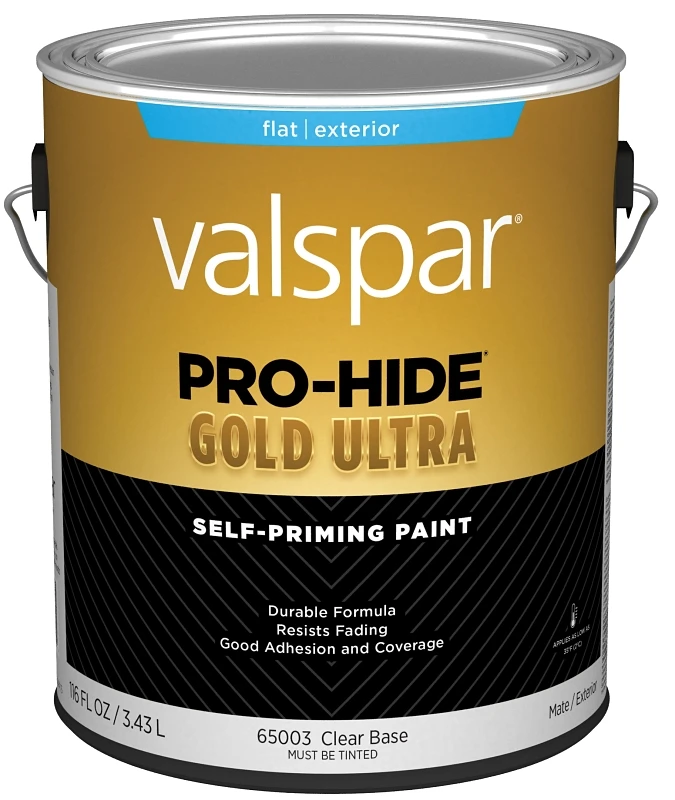 Pro-hide Gold Ultra Latex Exterior Flat Paint, Clear Base, 1 Gallon