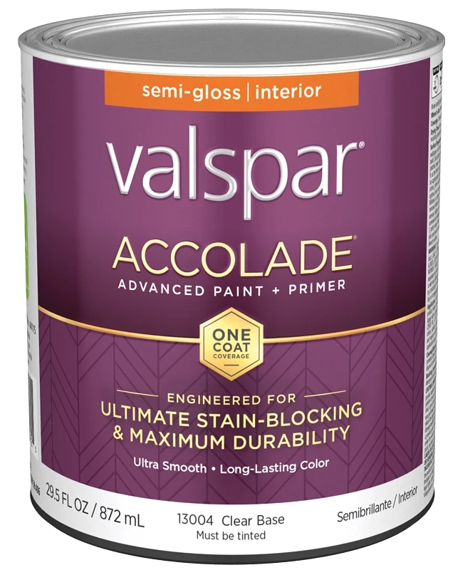 Accolade Super Premium 100% Acrylic Semi-gloss Interior Wall Paint, Clear Base, 1 Quart