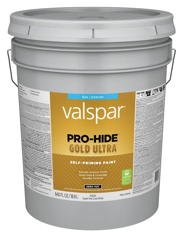 Zero Voc Latex Flat Interior Wall Paint, 5 Gallon, Super-one Coat White