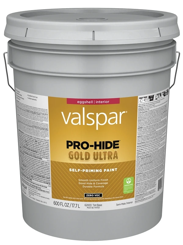 Pro-hide Gold Ultra Zero Voc Latex Eggshell Interior Wall Paint, Tint Base, 5 Gallon