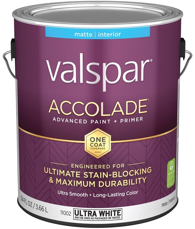 Accolade Super Premium 100% Acrylic Paint & Primer Matte Interior Wall Paint, Ultra White Base, 1 Gallon
