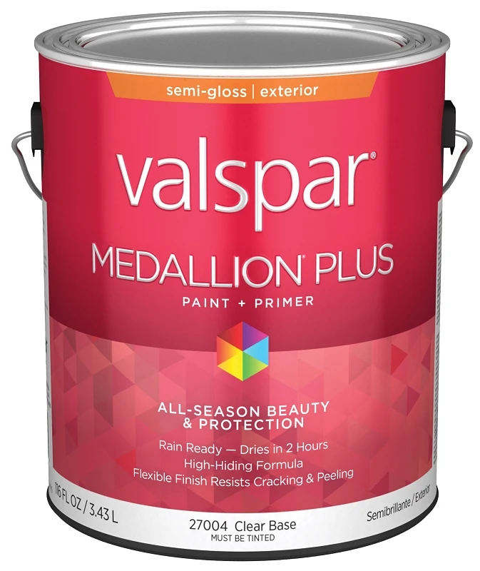 Premium Semi-gloss Exterior Paint & Primer, Clear Base, 1 Gallon
