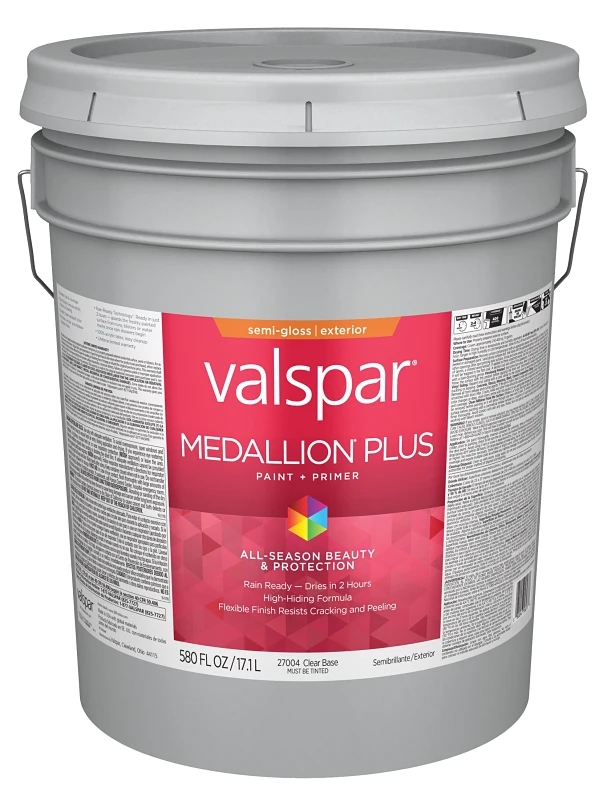 Premium Semi-gloss Exterior Paint & Primer, Clear Base, 5 Gallon