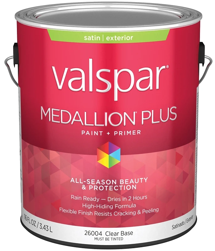 Premium Satin Exterior Paint & Primer, Clear Base, 1 Gallon
