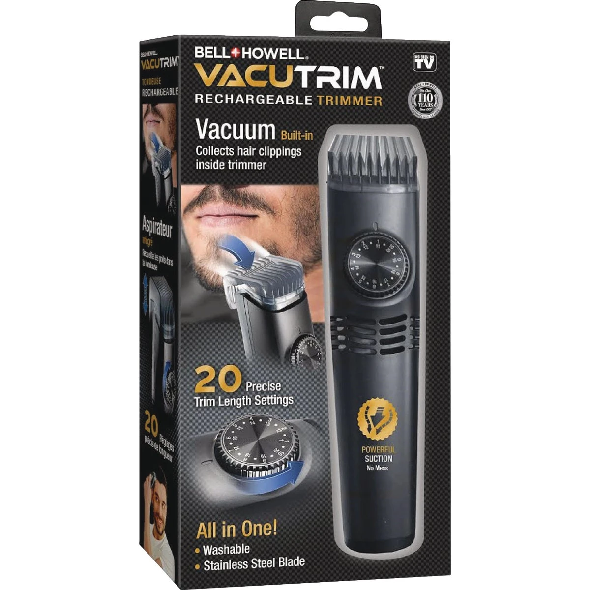 Vacutrim Rechargeable Trimmer With Built-in Vacuum And 20 Length Settings