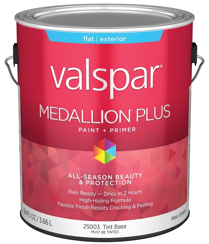 Premium Paint & Primer Flat Exterior Paint, Tint Base, 1 Gallon