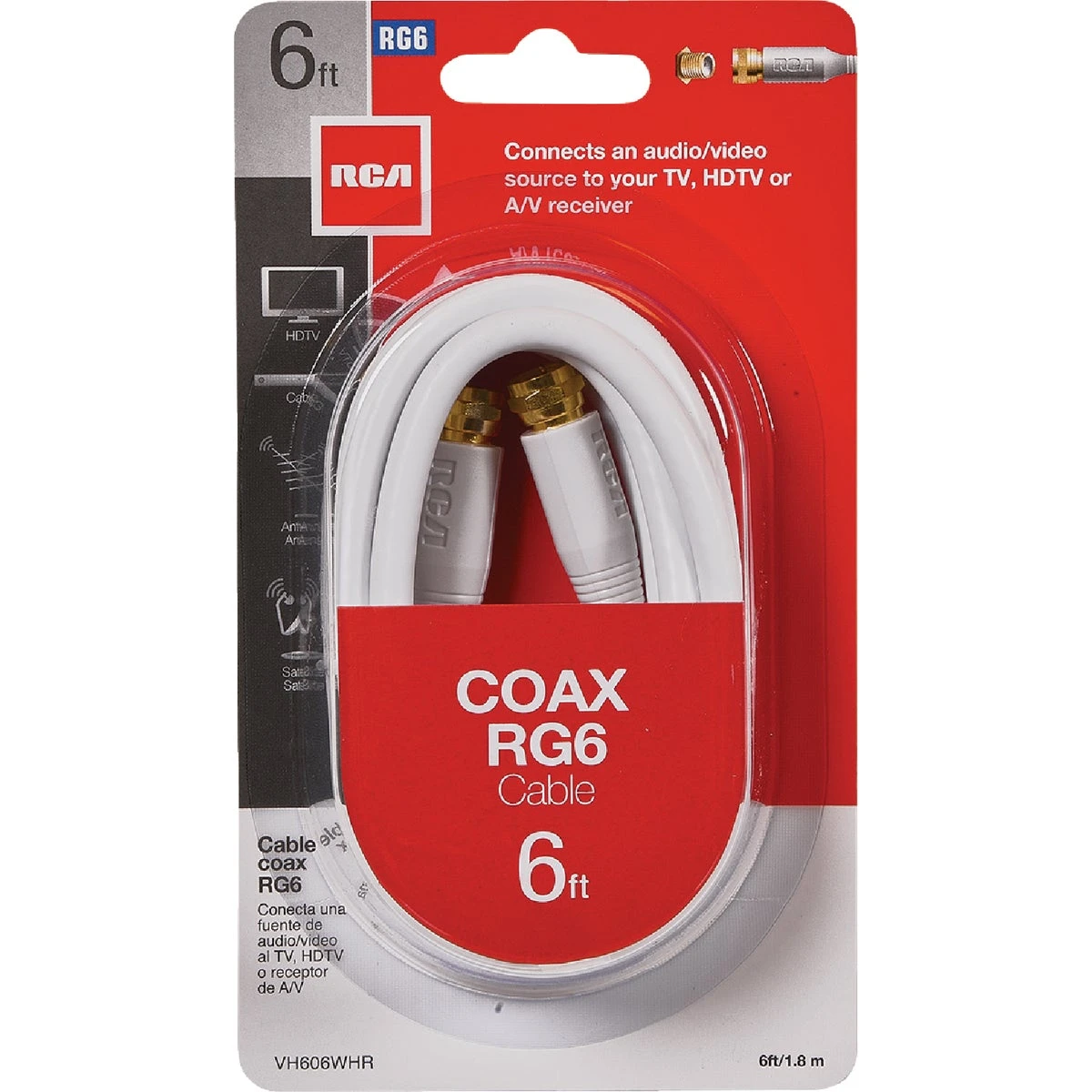 6 Ft. White Digital Rg6 Coaxial Cable With F Connectors