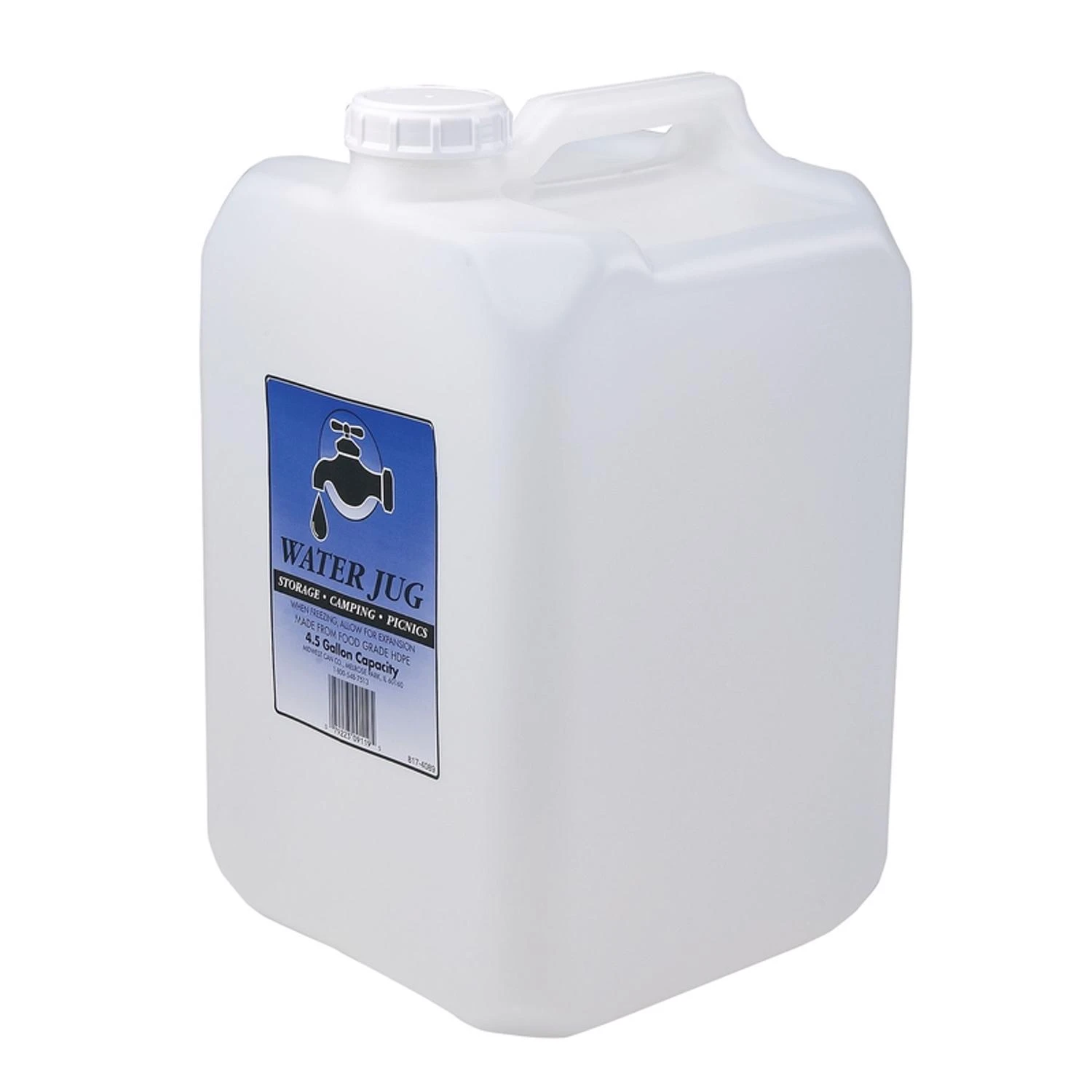 Portable Water Jug, 4.5 Gallon Capacity, Durable and Easy to Carry