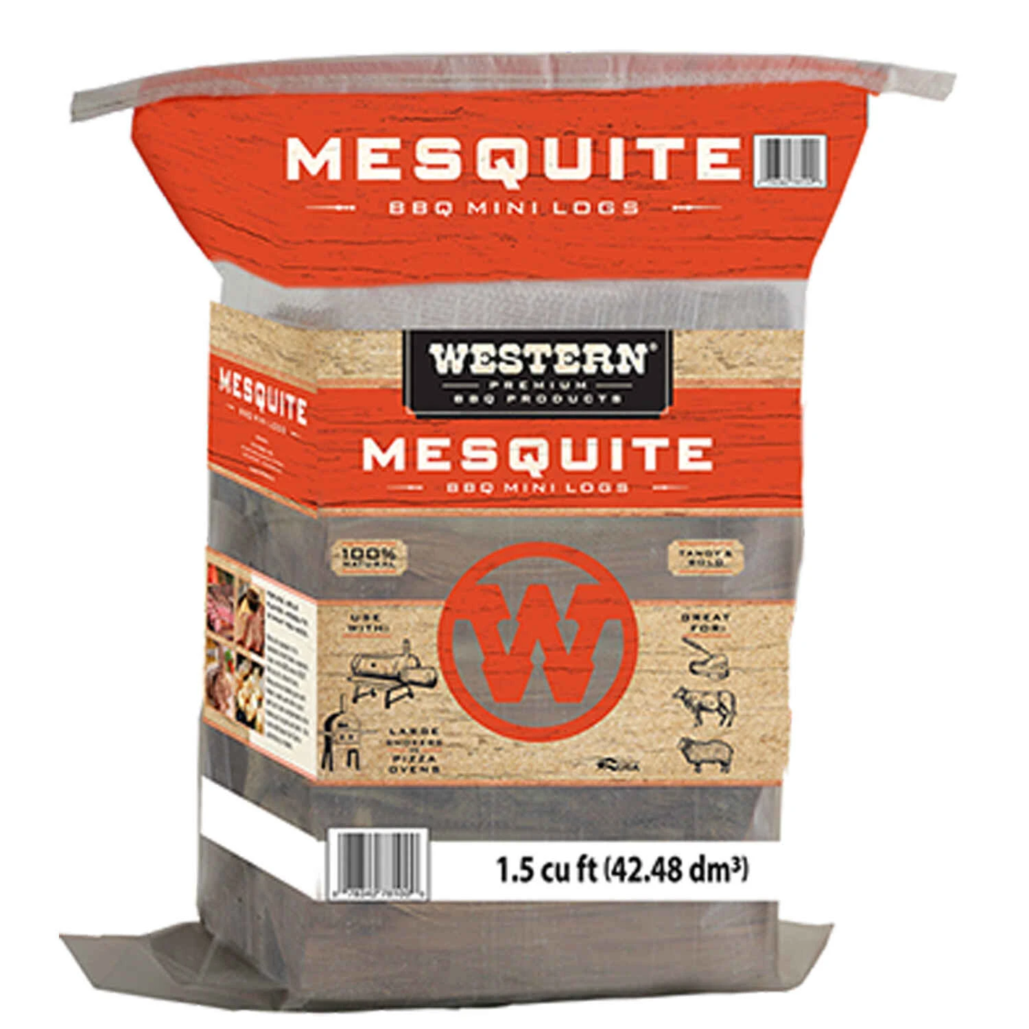 Western Premium Mesquite Mini Logs For Grilling, 1.5 Cu. Ft. - Ideal For Bbq