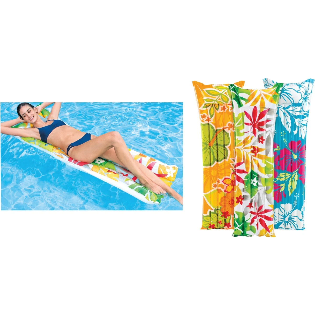 Assorted Color Pool Float Mats 72 Inches Length Durable Inflatable Water Loungers