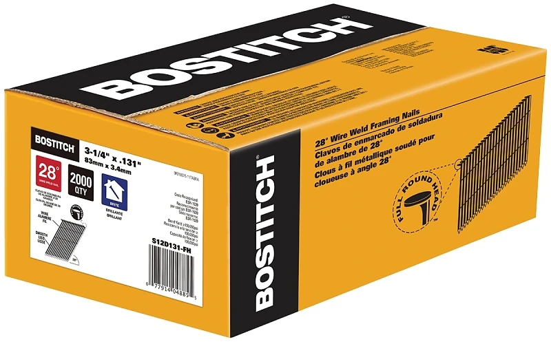 Collated Stick Framing Nails, Plain Shank, 3-1/4 x .131 In., 2,000-Ct.
