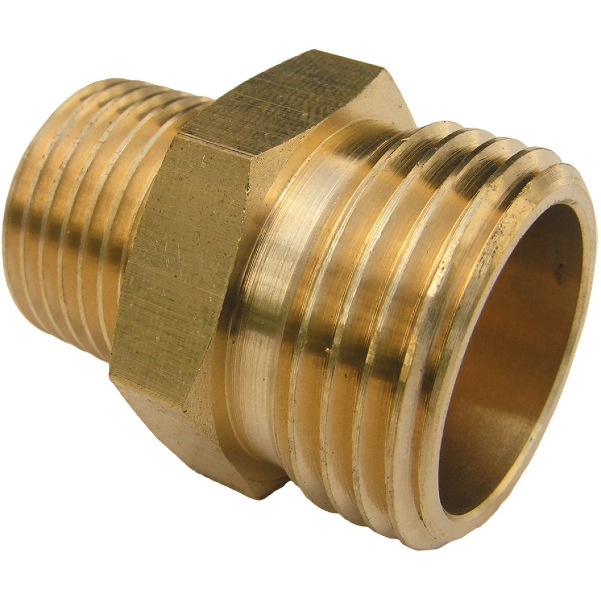 Garden Hose Brass Adapter, 3/4 Inch Male Garden Hose Thread by 1/2 Inch Male Pipe Thread