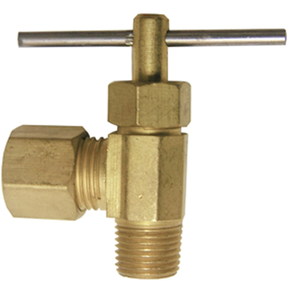 1/4 In. Compression X 1/8 In. Male Pipe Thread Brass Angle Needle Valve