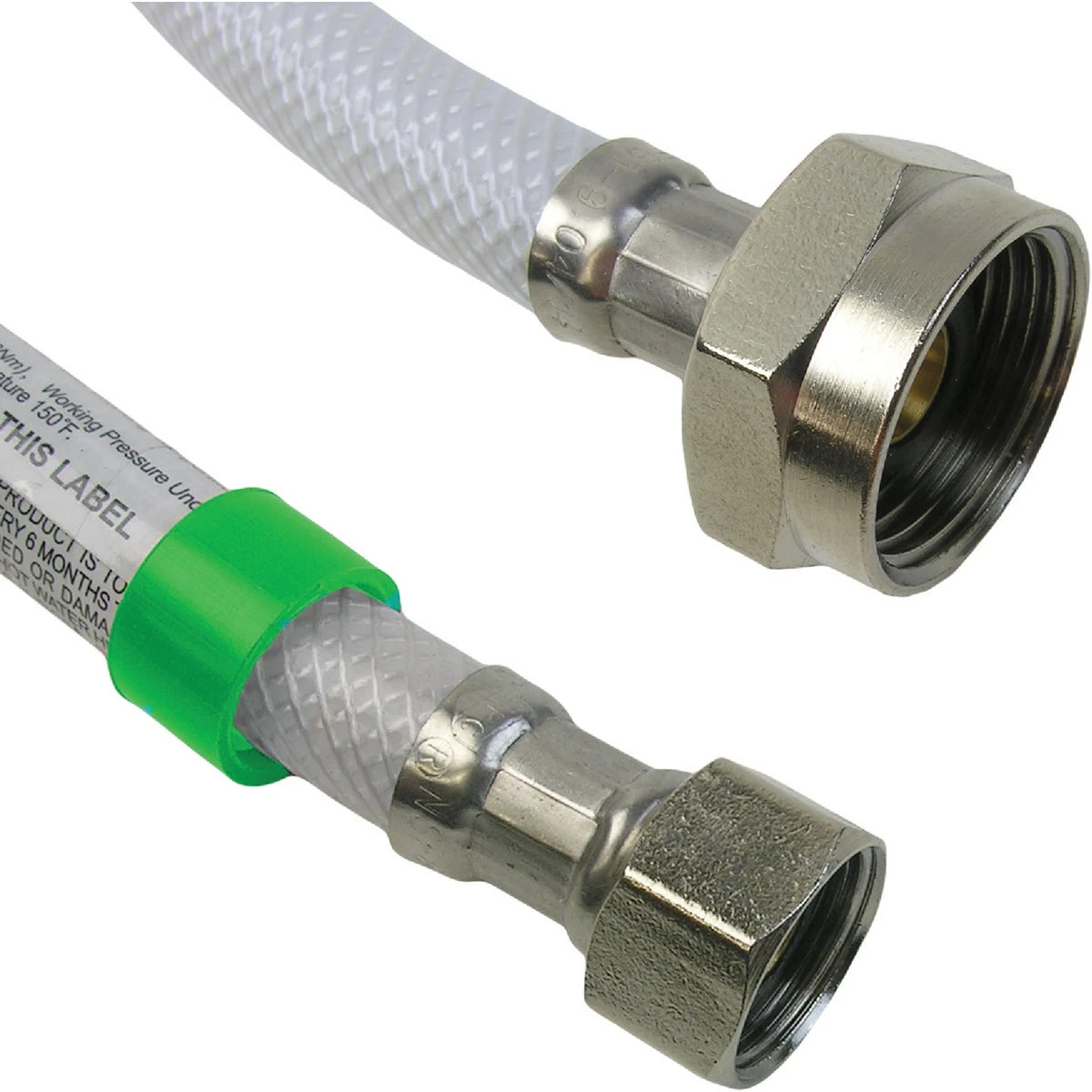 Flexible Poly Toilet Connector, 1/2 Inch Internal Pipe by 7/8 Inch Ballcock by 16 Inch Length