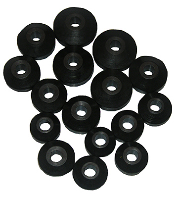 Assorted Black Beveled Bibb Faucet Washer Set - 16 Count, 1/2" Od