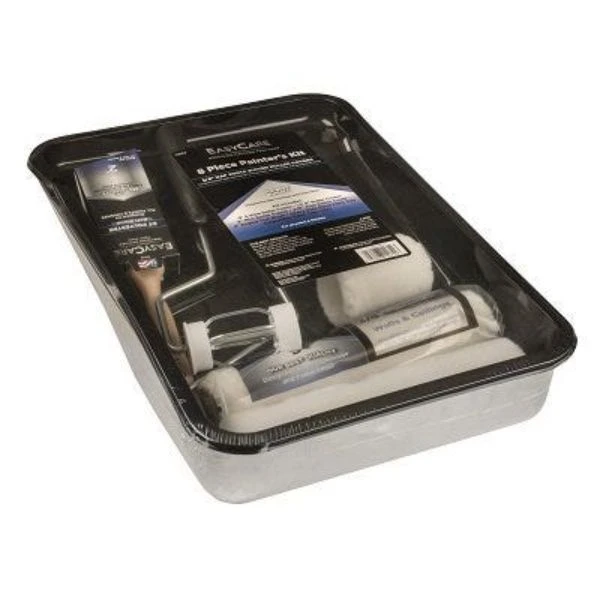 8-Pc. Paint Tray Set, Metal Tray, Brush, 3 & 9 In. Rollers