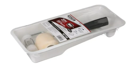 Three Piece Paint Tray Set with Three Inch Rollers and Tray