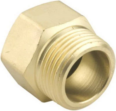 Brass Threaded Pipe to Hose Connector, Three Quarter Inch National Hose Male by Three Quarter Inch National Hose Female