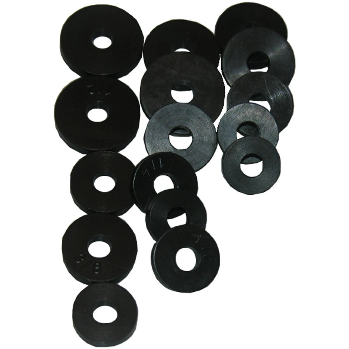 Assorted Black Flat Bibb Washers For Faucet Repair - 16 Count