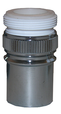 Dual Thread Long-Snap Nipple with Aerator Chrome 15/16 Male Pipe Thread by 55/64 Inch Female Pipe Thread with 27 Threads