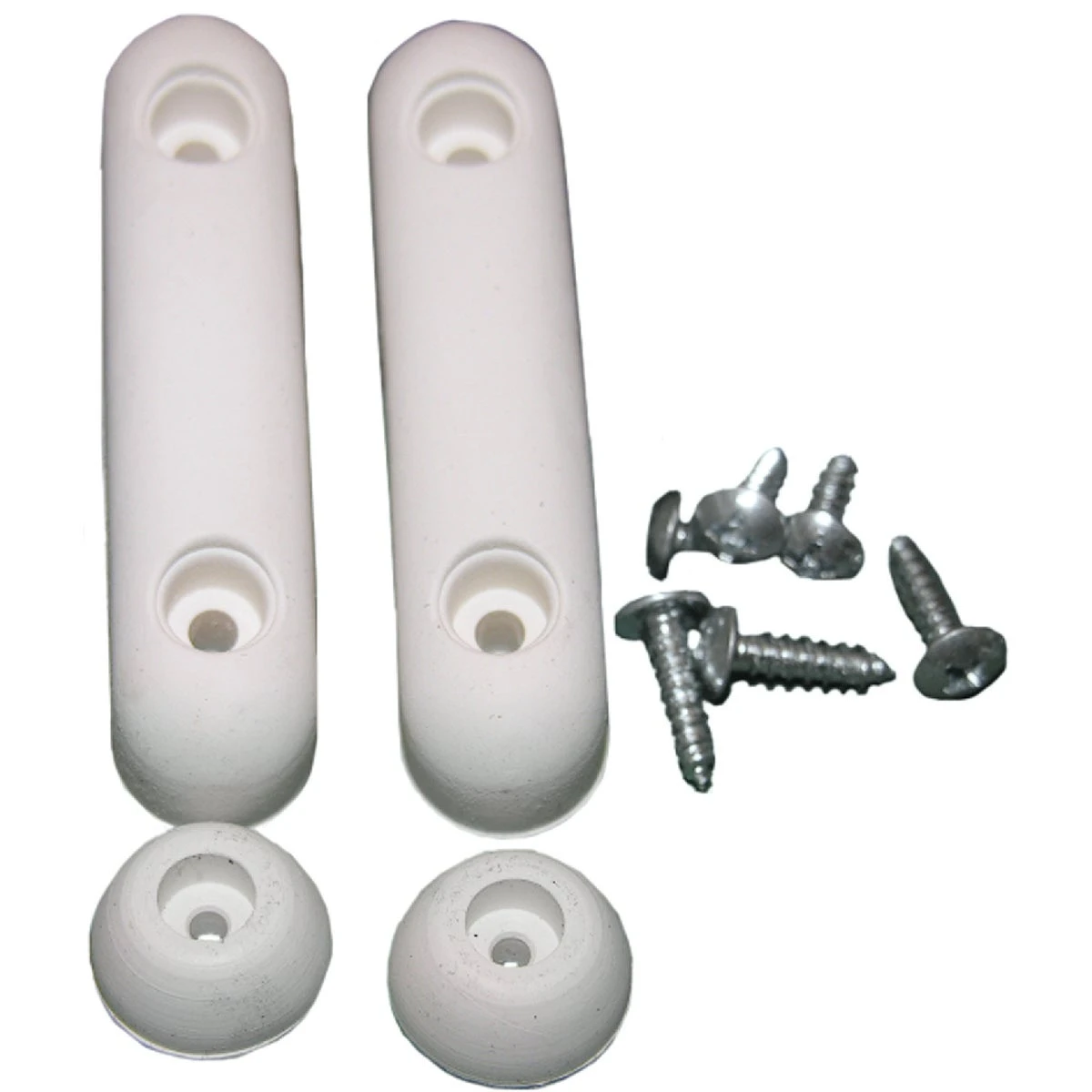 White Rubber Toilet Seat Replacement Bumpers Set, 10 Pieces With Screws, Model 02-3241