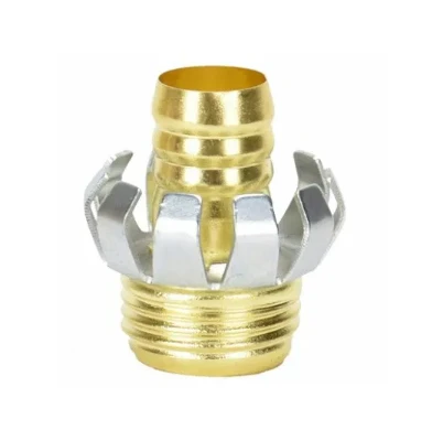 Brass Clincher Hose Mender with 5/8 Inch Male Thread Connection