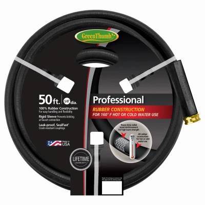 Rubber Garden Hose, 5/8-in x 50-Ft.