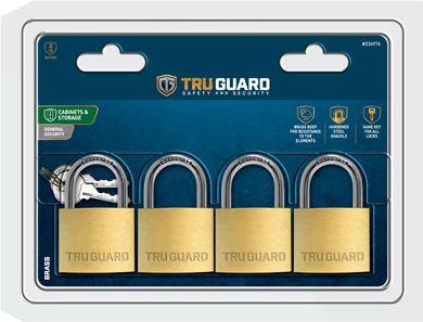 Solid-Brass Keyed Padlocks, 2-Pack, 1-9/16 In.