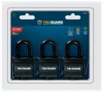 1804tritg Keyed Padlocks, Laminated Steel, All-weather Cover, 1-9/16-in., 3-pk