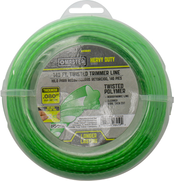 Twisted String Grass Trimmer Line Green 0.080 Inch Diameter by 140 Feet Length
