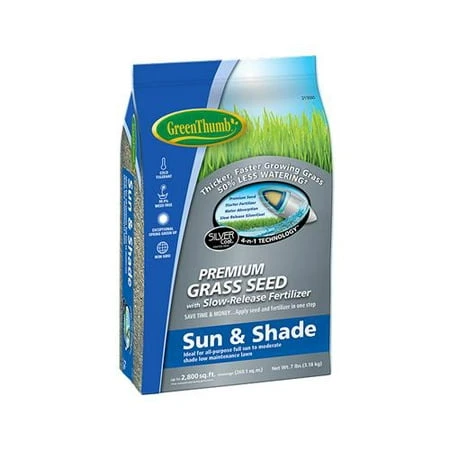 Premium Sun & Shade Grass Seed, 7 Lbs., Covers 2,800 Sq. Ft. - Greun165