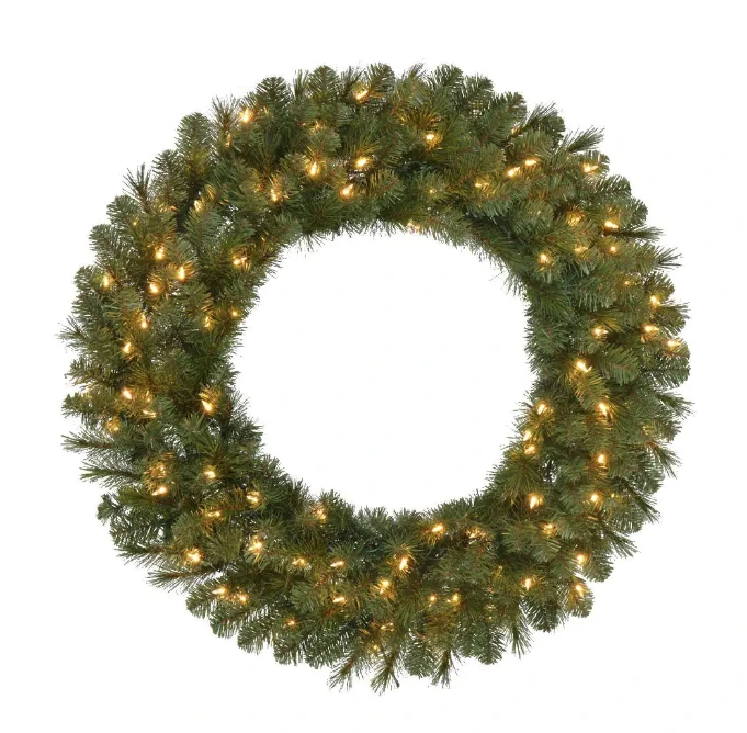 30-inch Christmas Wreath With 100 Warm White Led Lights And 180 Tips