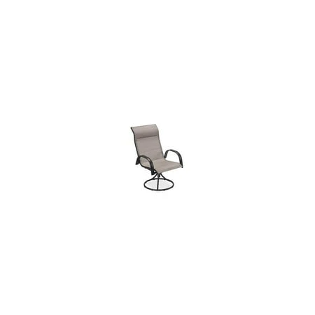 Everett Swivel Dining Chair with Black Steel Frame and Gray Sling Fabric Upholstery