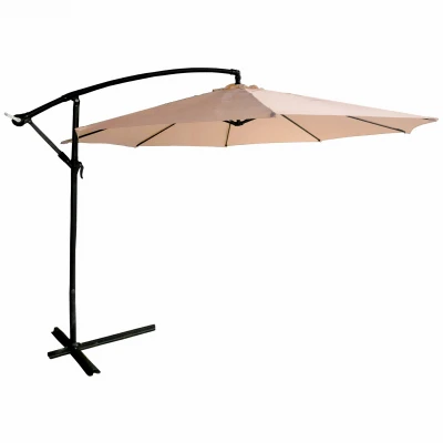 11.5 Ft. Offset Patio Umbrella With Aluminum Pole And Beige Fabric Canopy