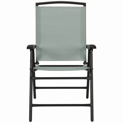Sunny Isles Steel Folding Chair, Sling Fabric, Seafoam Green