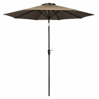 9 Ft. Taupe Steel Market Umbrella With Crank Open/tilt Mechanism