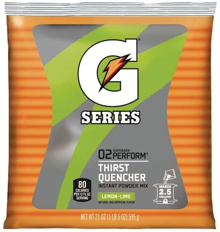 Powder Packets, Lemon Lime, 21 Oz, 32 Ct, Model 03969, 2.5 Gallon Yield