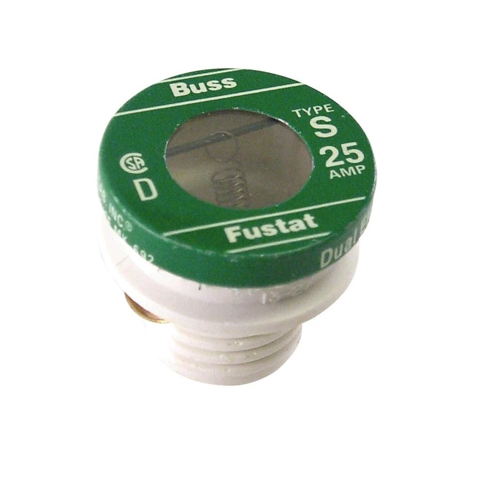 Plug Fuse, Type S, Time Delay, 25-Amp, 2-Pk.