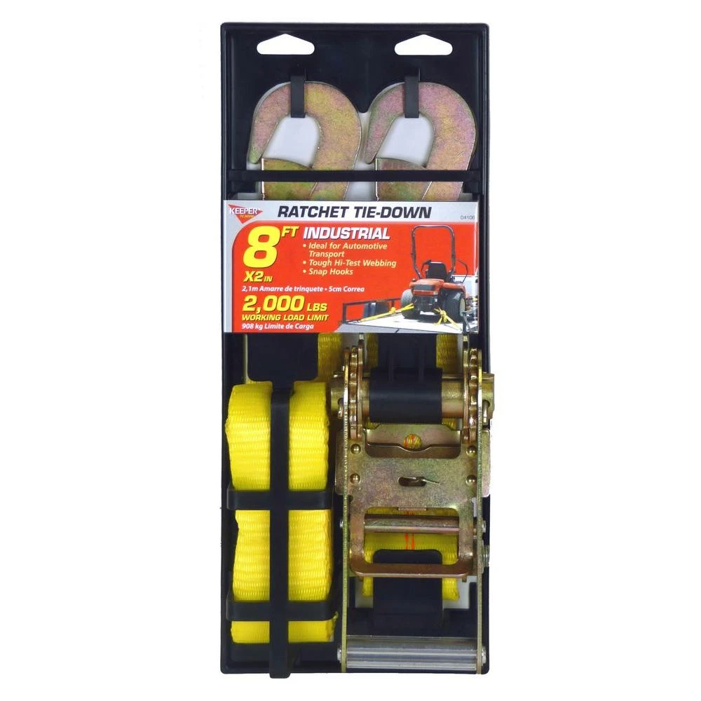 Ratchet Tie-Down with Snap Hooks, Ratcheting Mechanism, 8 Feet Length
