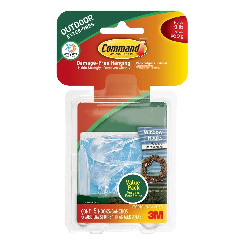 Outdoor Window Hooks, Clear, 5-Pk.