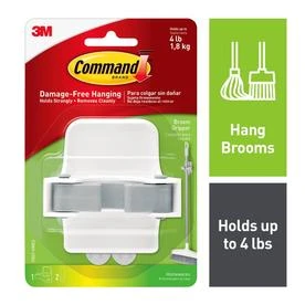 Command Broom Gripper Hook, White - Holds 0.8" To 1.0" Diameter Handles