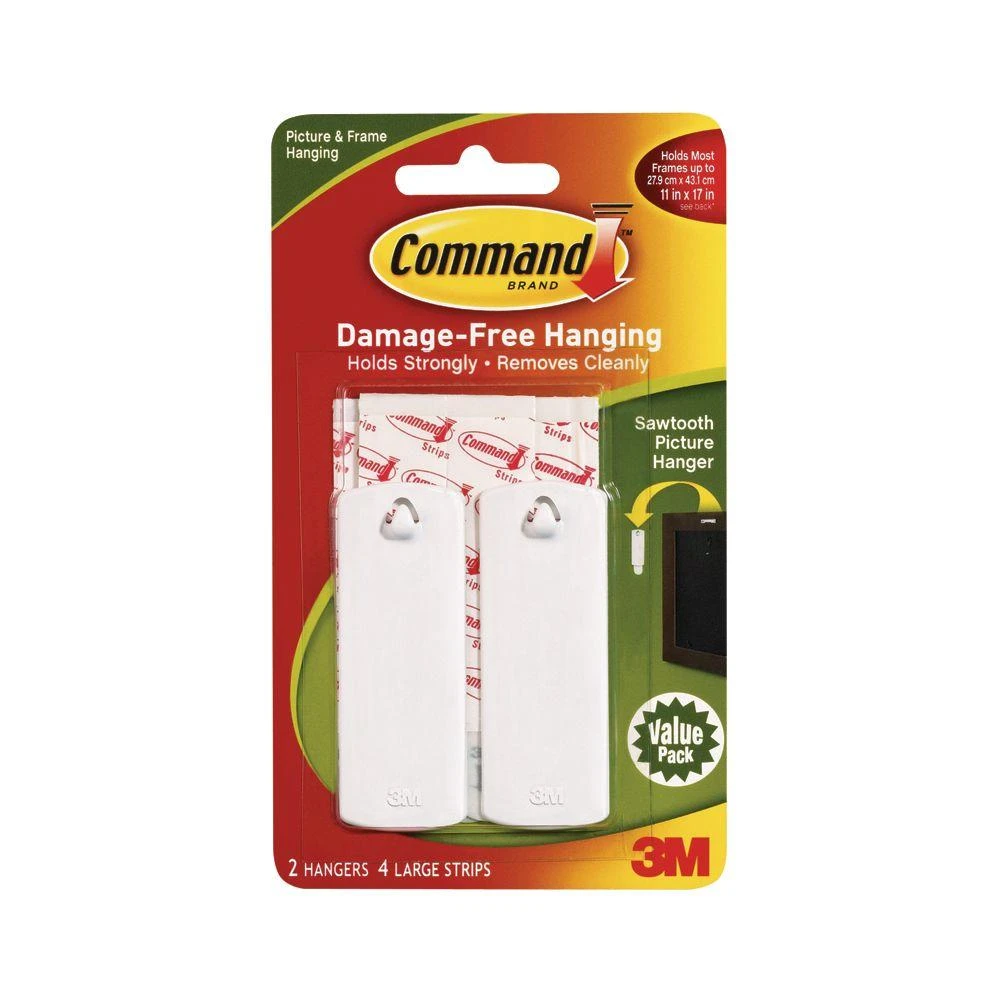 Sawtooth Picture Hangers Value Pack, 2 Hooks And 4 Strips, White