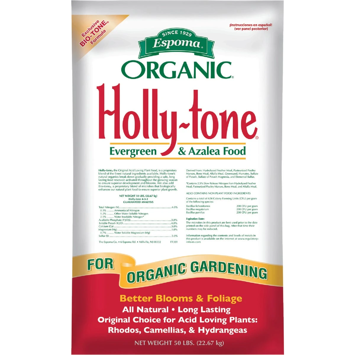 50 Lb. 4-3-4 Holly-tone Dry Plant Food For Acid-loving Plants