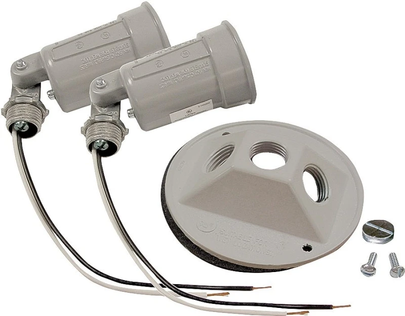 150w Aluminum Round Double Gray Weatherproof Outdoor Lampholder With Cover