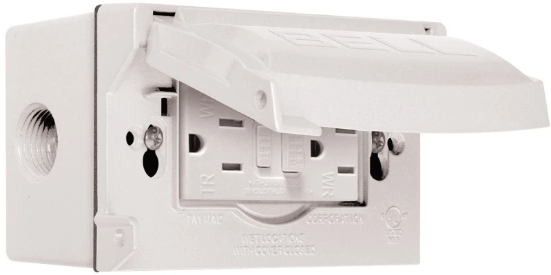 White Ground Fault Circuit Interrupter Outlet Kit, 15 Amp, 125 Volt