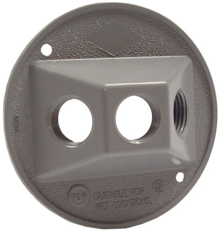 3-outlet Round Zinc Gray Weatherproof Outdoor Box Cover Model 5197-5