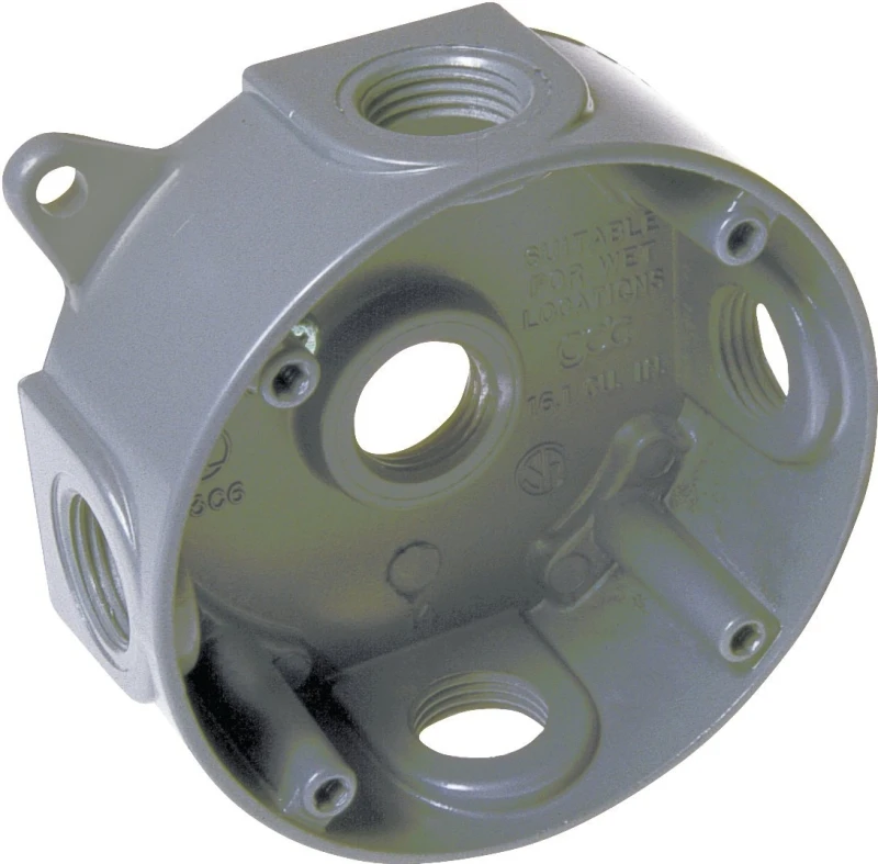 4-inch 5-outlet Gray Weatherproof Outdoor Round Electrical Box Model 5361-5